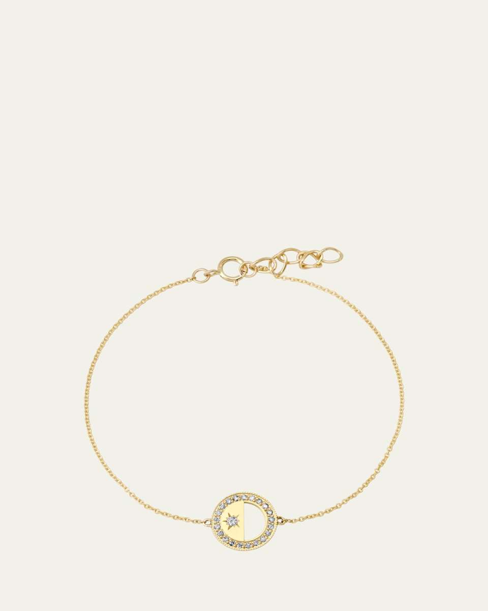 Half Moon Phase Diamond Charm Bracelet